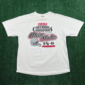 Vintage Ohio State National Champions 2002 T-Shirt Men's XL White Football Y2K